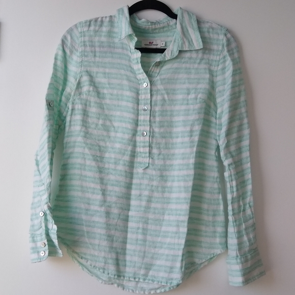 ๐ vineyard vines green and white striped pullover - Picture 1 of 3